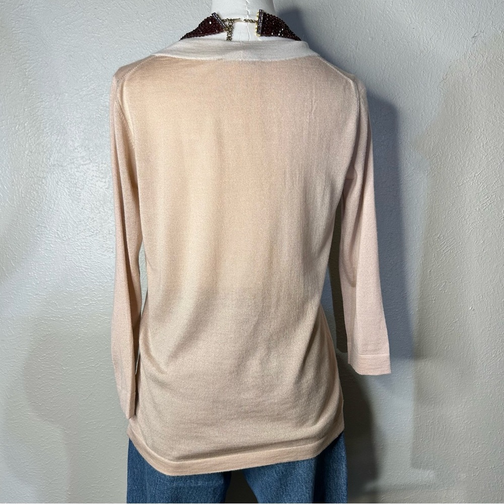 PRADA Made in Italy Blush Pink Cashmere | Silk Knit Sweater Cardigan Sz 40 US 6 - Picture 7 of 10